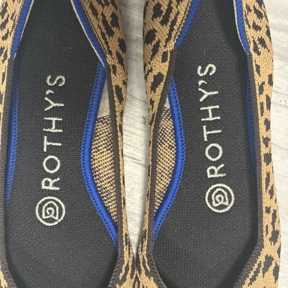 Rothy's The Point Ballet Flat Brown Leopard Print Knit Shoes Women’s Size 6 - Picture 11 of 14